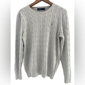 Polo by Ralph Lauren Cream Cable Knit Crewneck Sweater